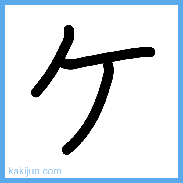 カタカナ「ケ」の書き順アニメーション