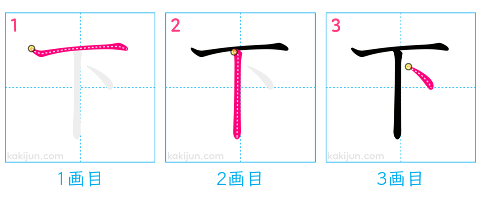 「下」の書き順（画数）