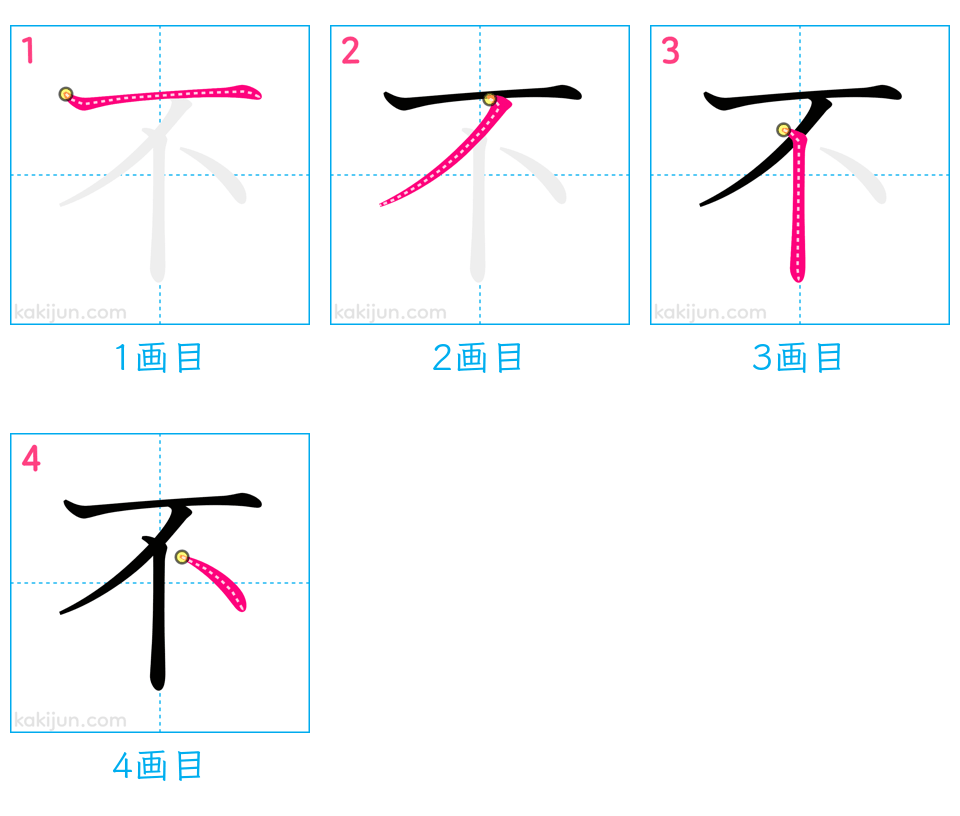 「不」の書き順（画数）