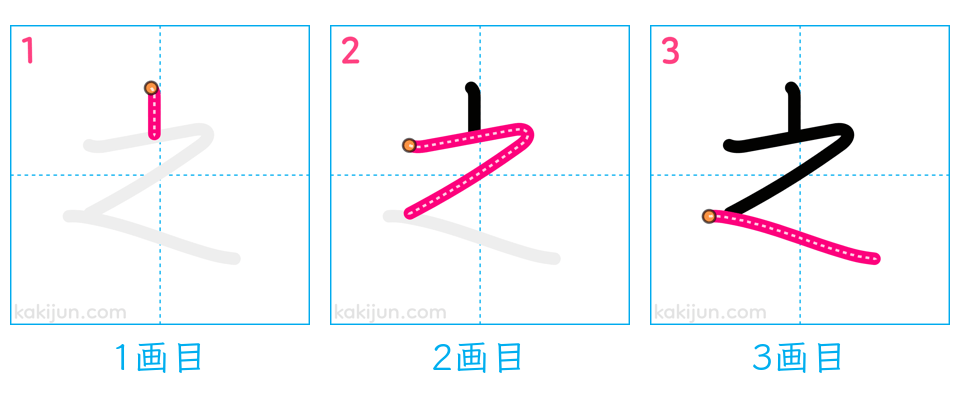 「之」の書き順（画数）