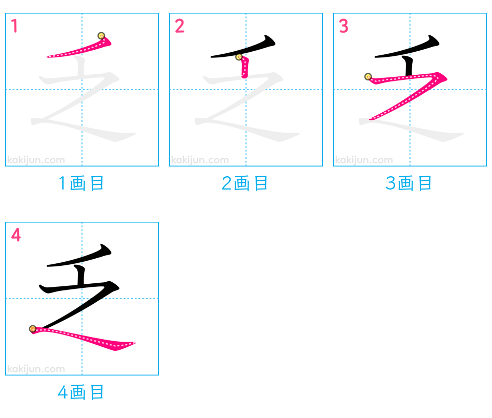 「乏」の書き順（画数）