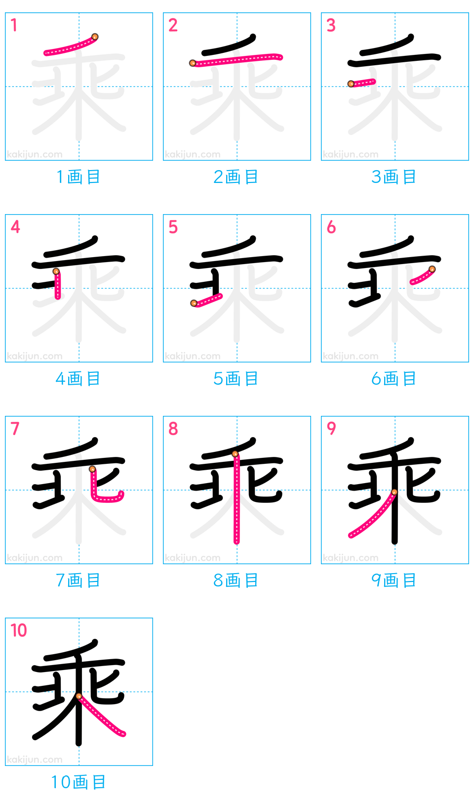 「乘」の書き順（画数）