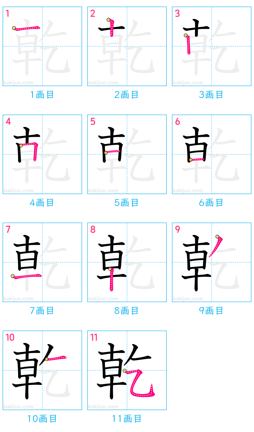 「乾」の書き順（画数）