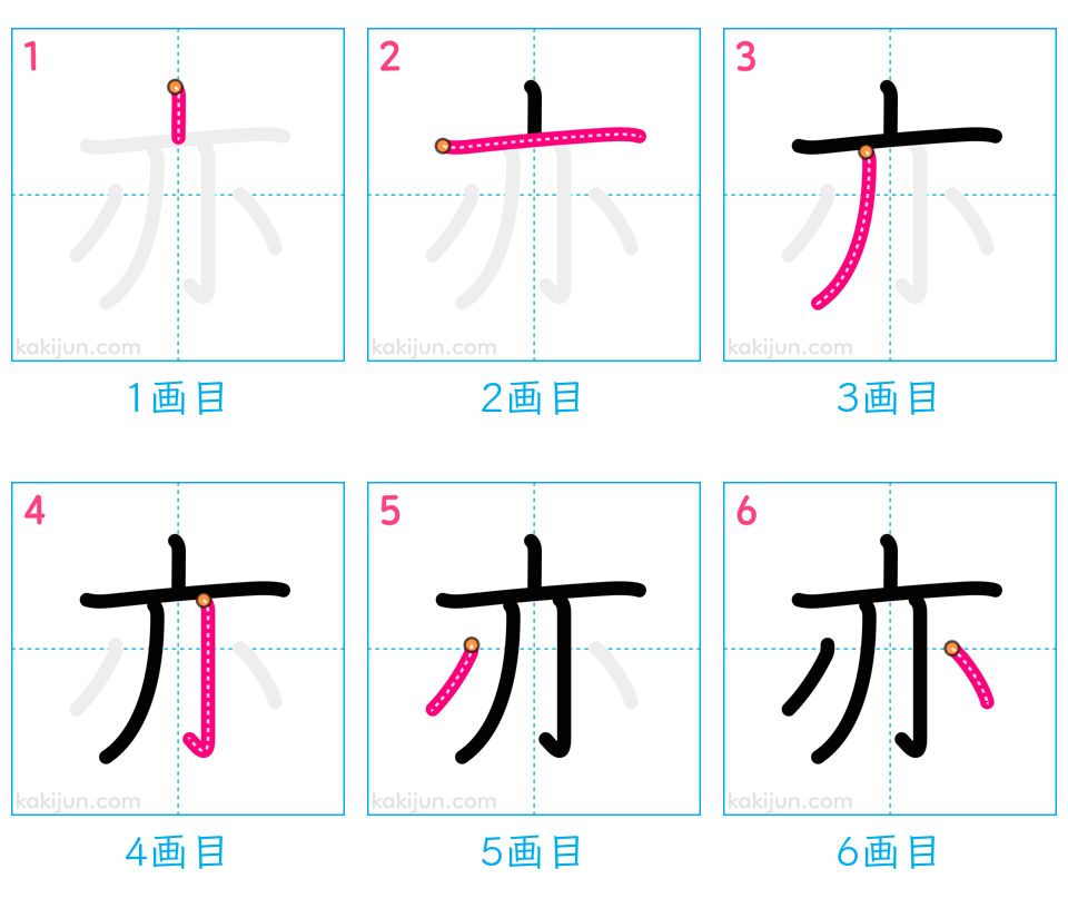 「亦」の書き順（画数）