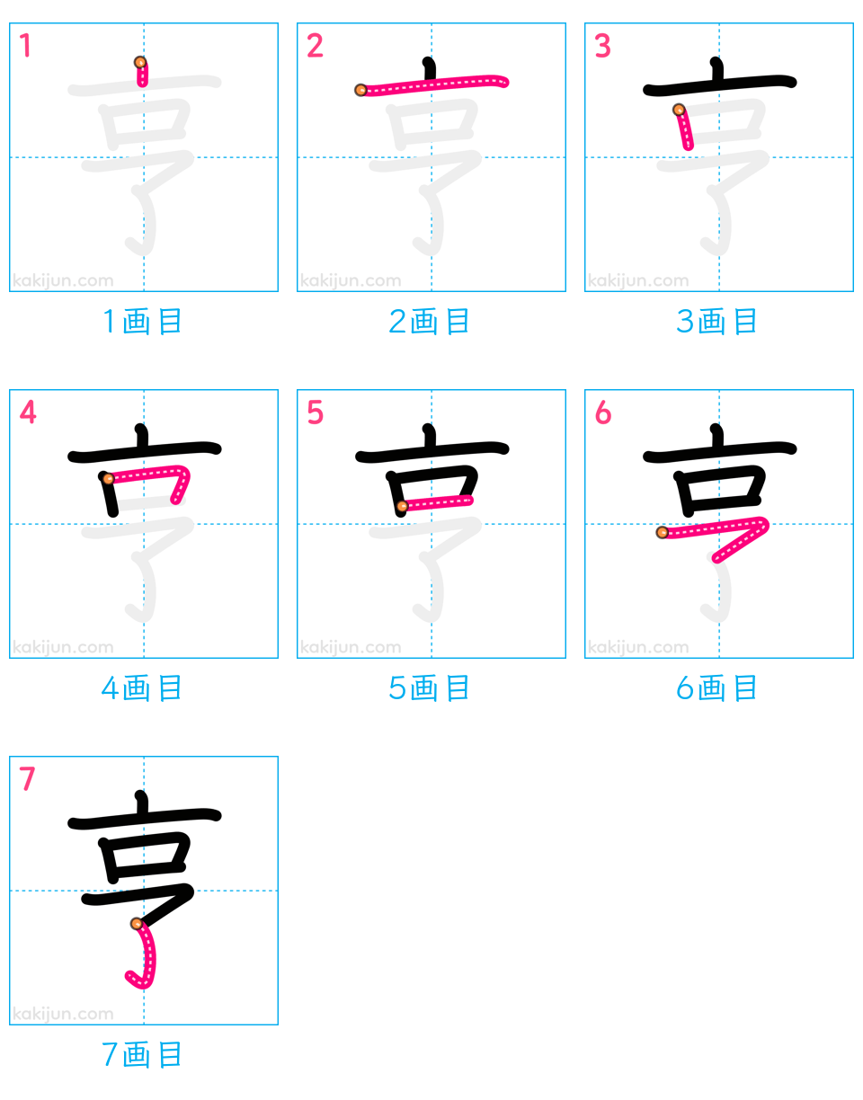 「亨」の書き順（画数）