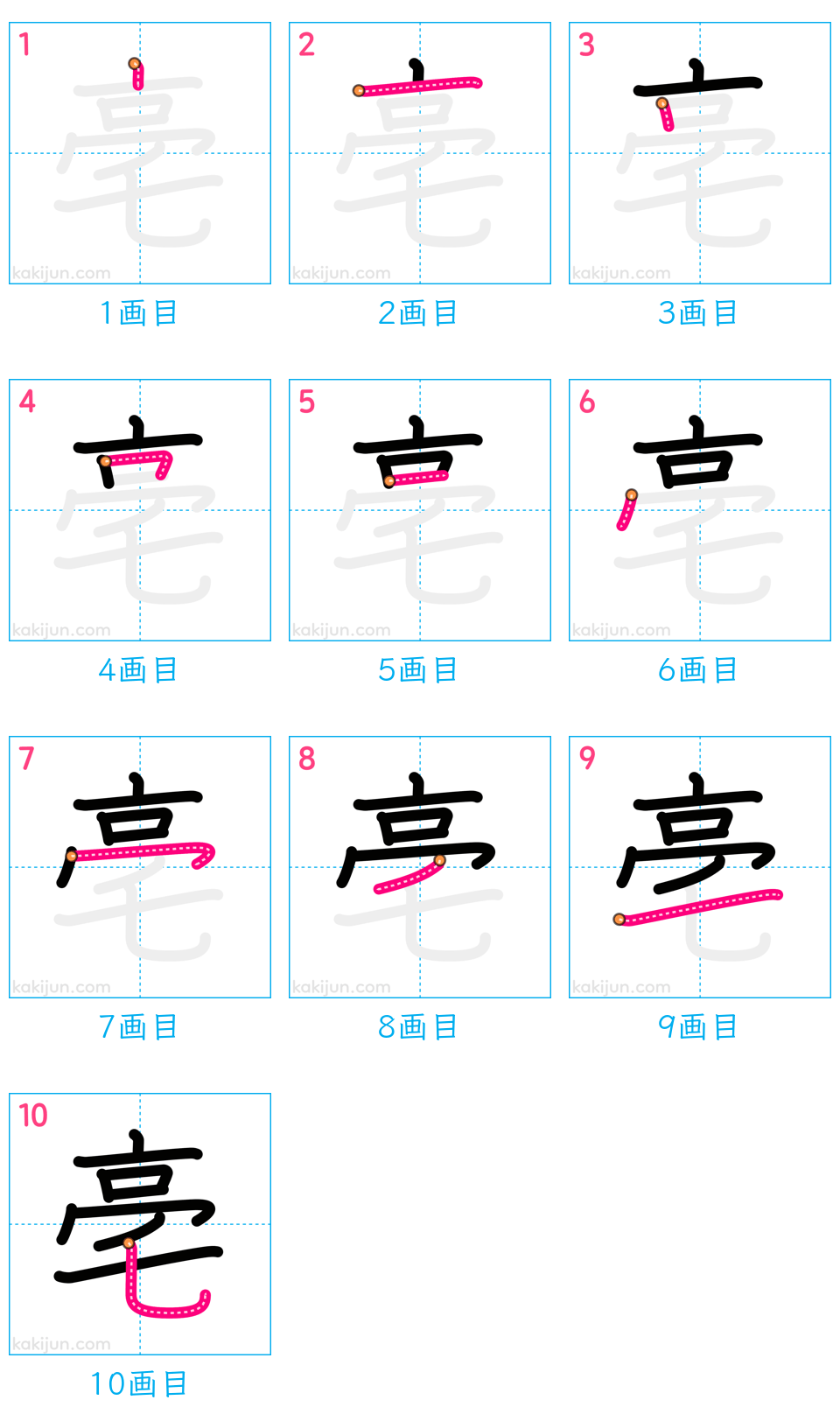 「亳」の書き順（画数）