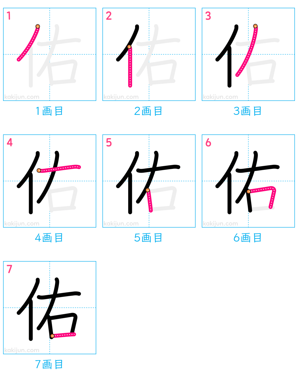 「佑」の書き順（画数）