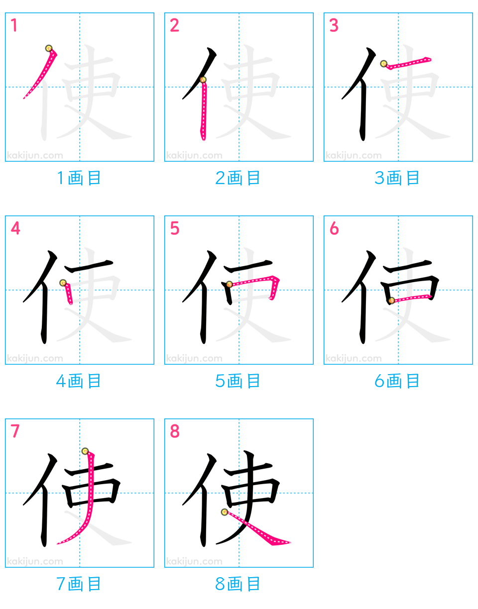 「使」の書き順（画数）