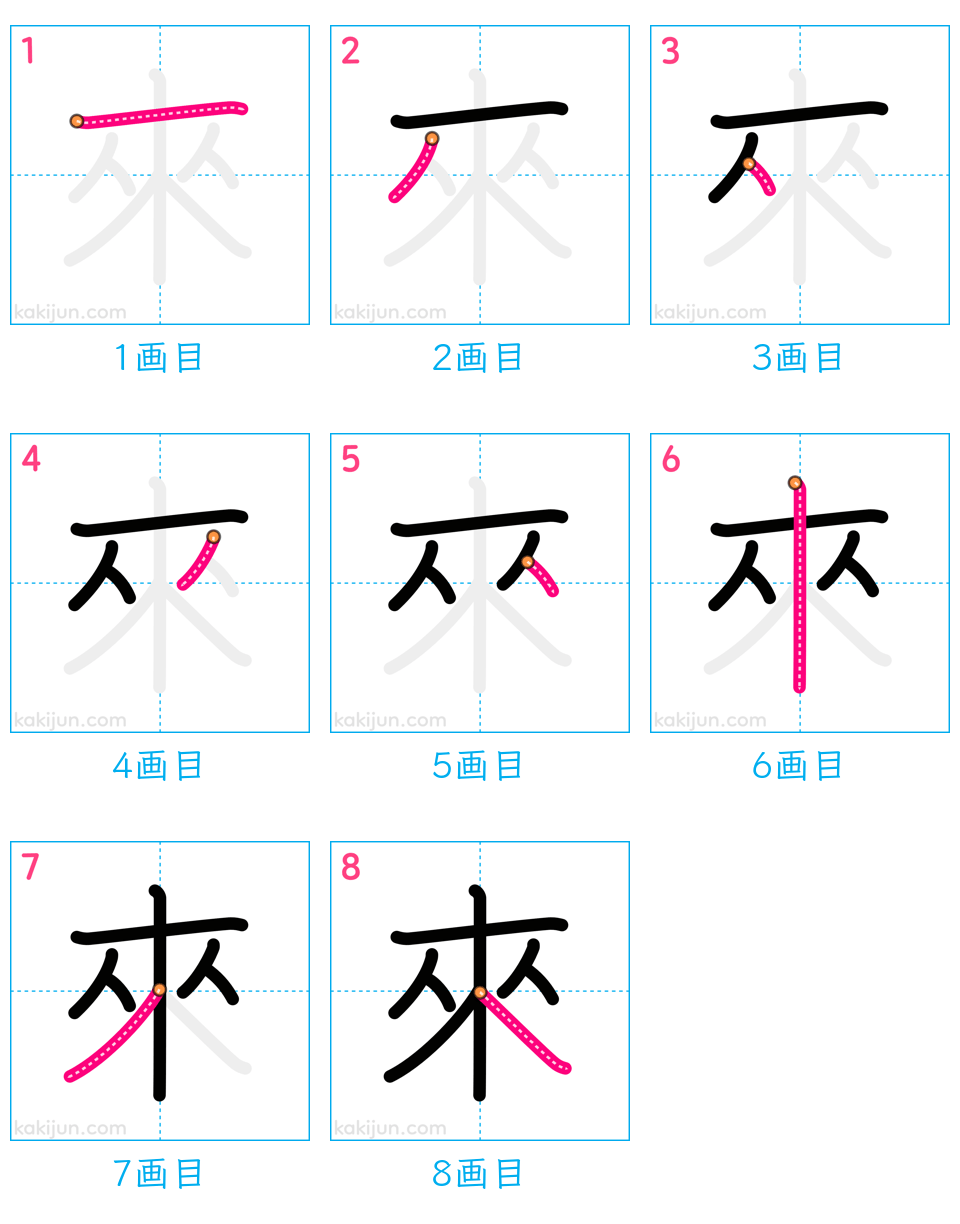 「來」の書き順（画数）