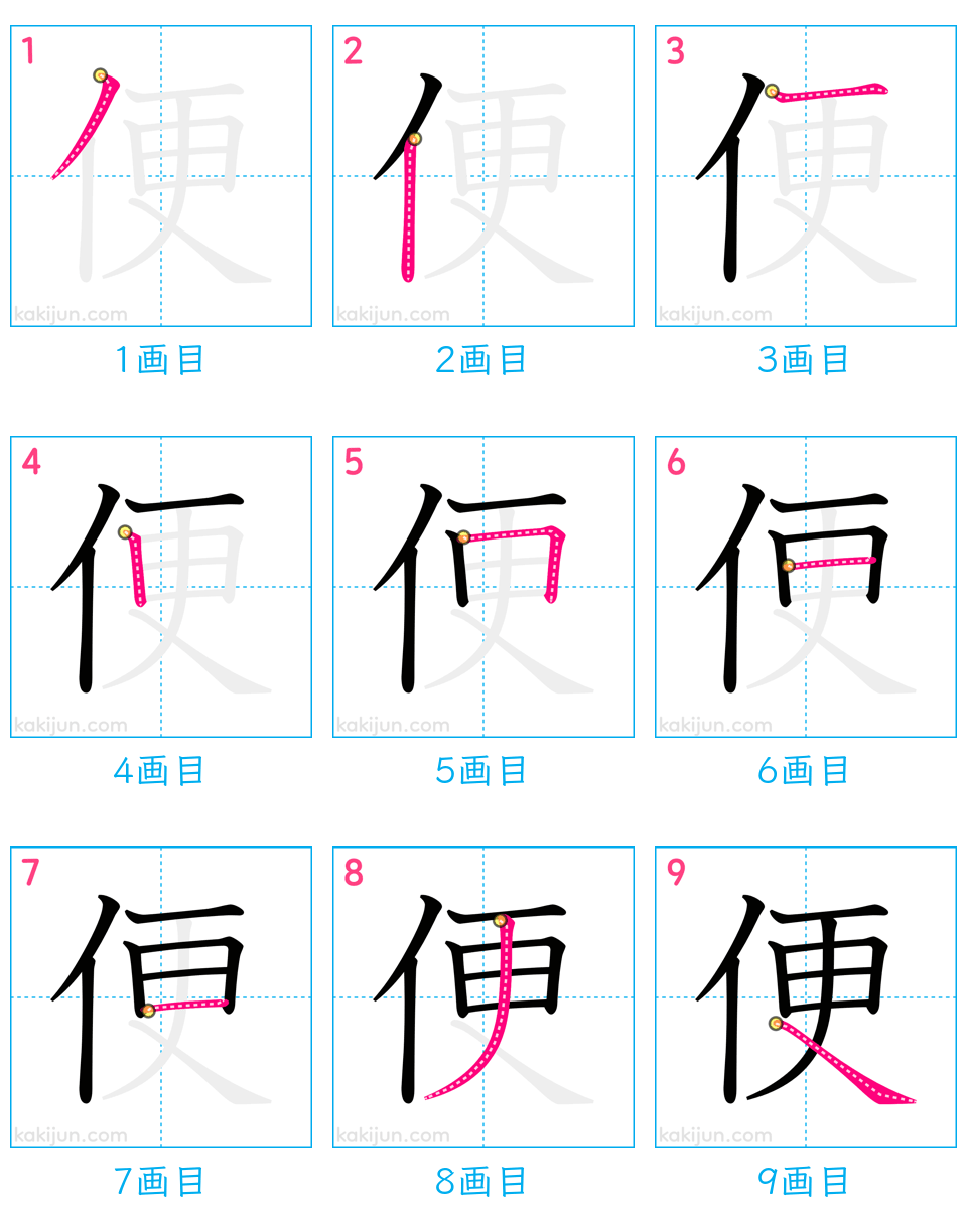 「便」の書き順（画数）