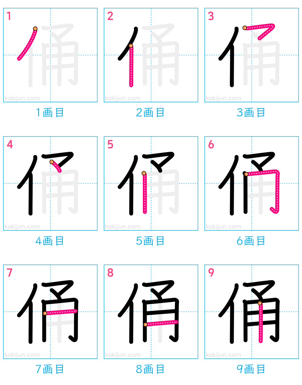 「俑」の書き順（画数）