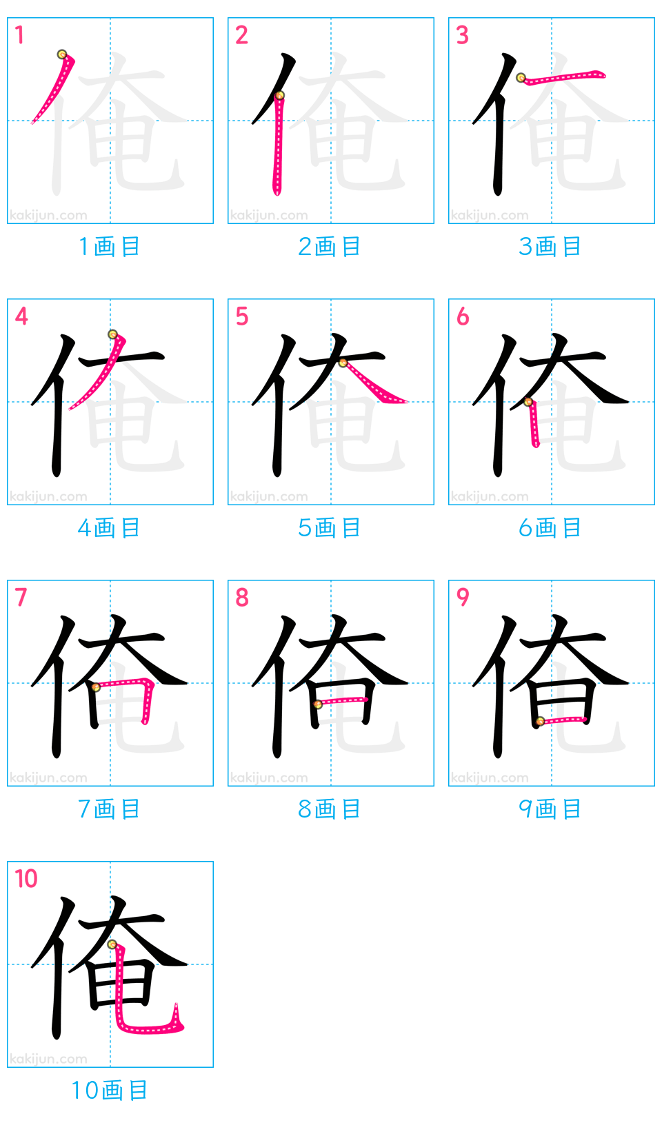 「俺」の書き順（画数）