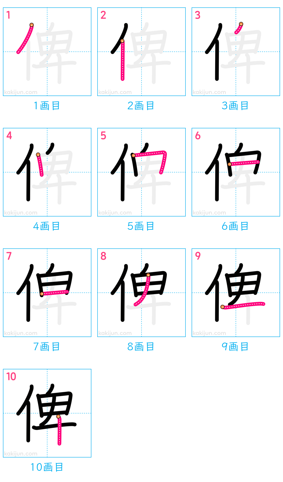 「俾」の書き順（画数）