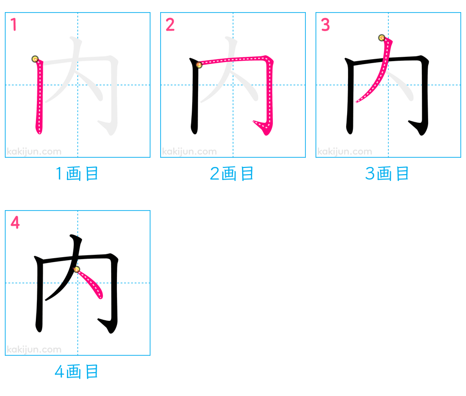 「内」の書き順（画数）