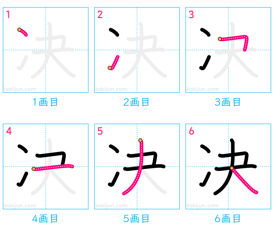 「决」の書き順（画数）