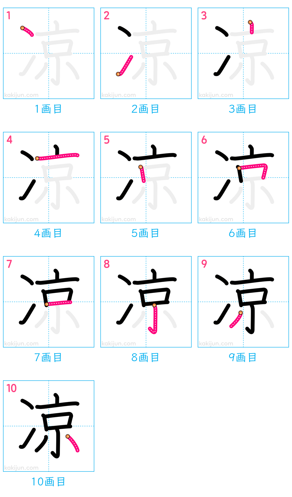 「凉」の書き順（画数）