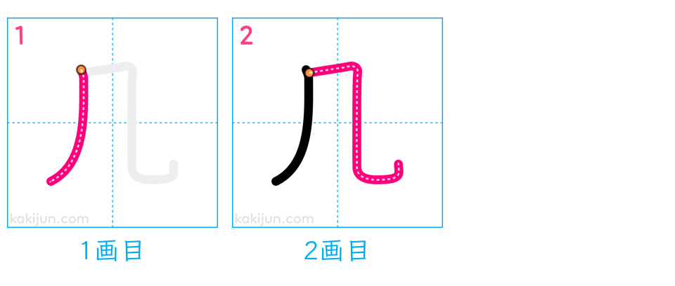 「几」の書き順（画数）