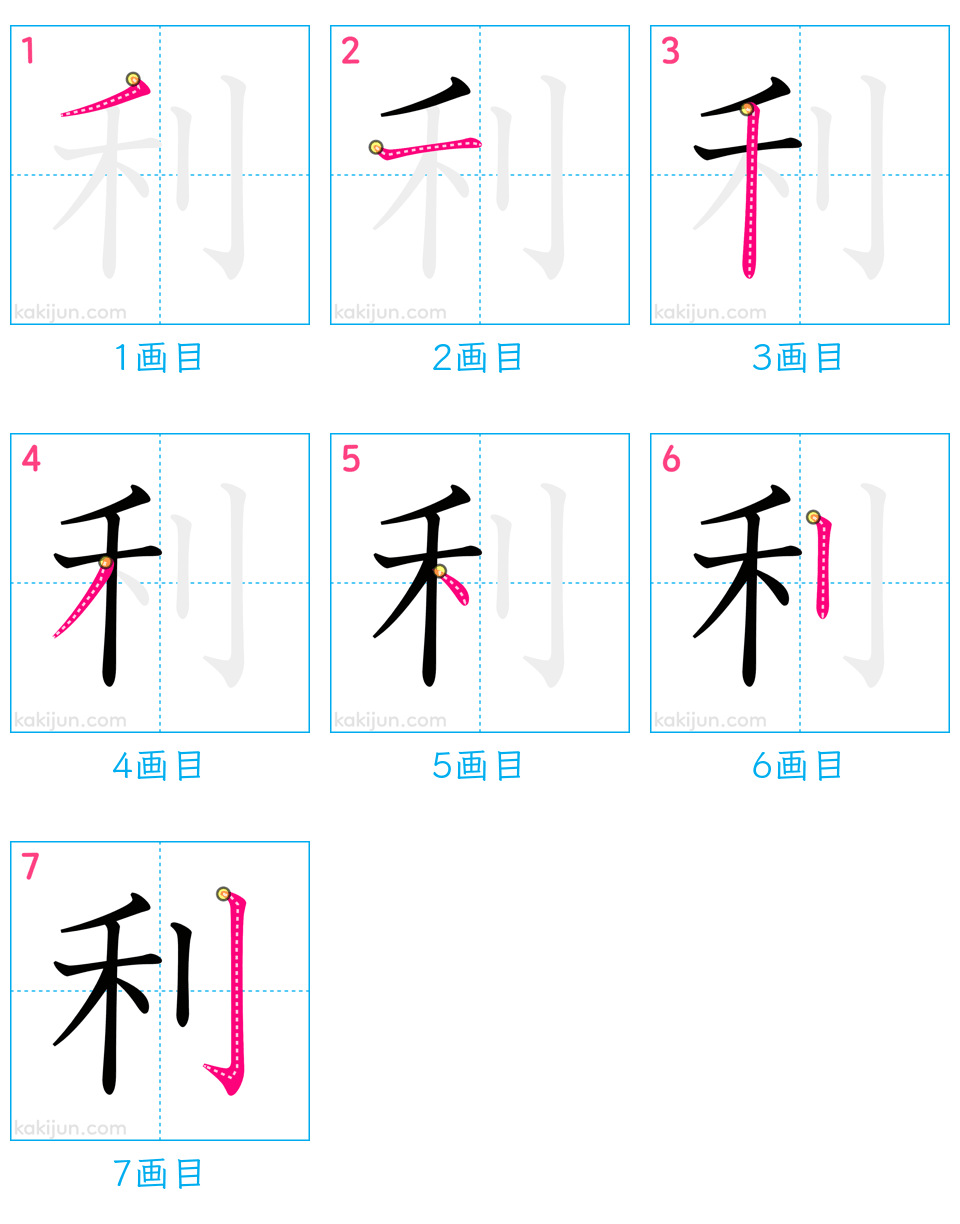 「利」の書き順（画数）