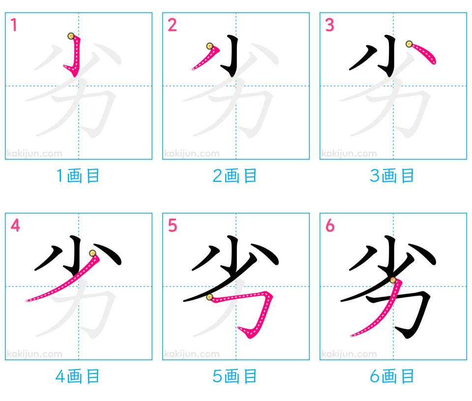 「劣」の書き順（画数）