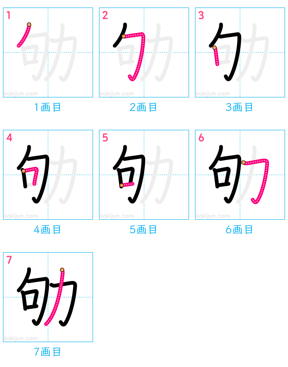 「劬」の書き順（画数）