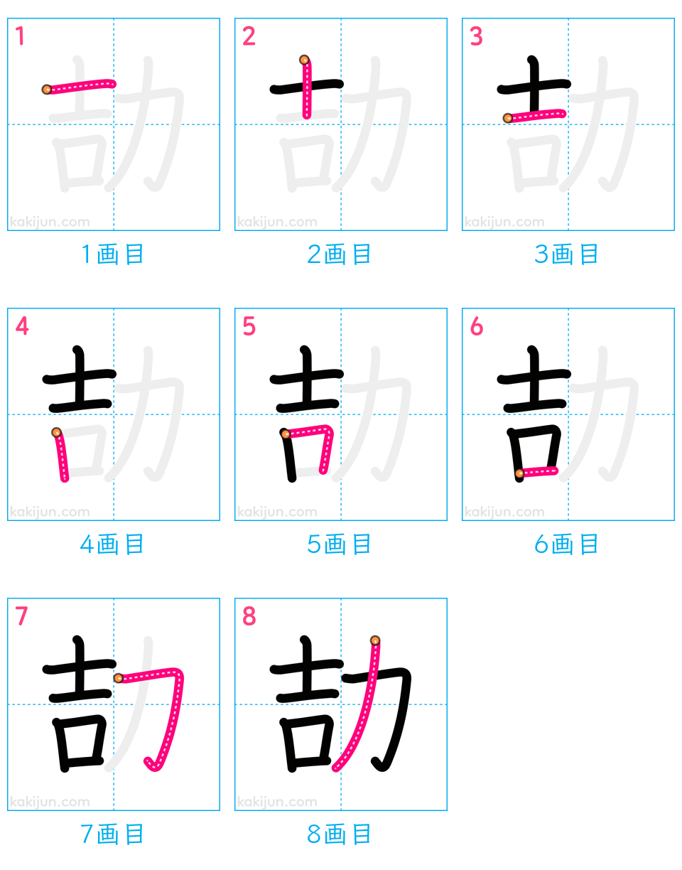 「劼」の書き順（画数）