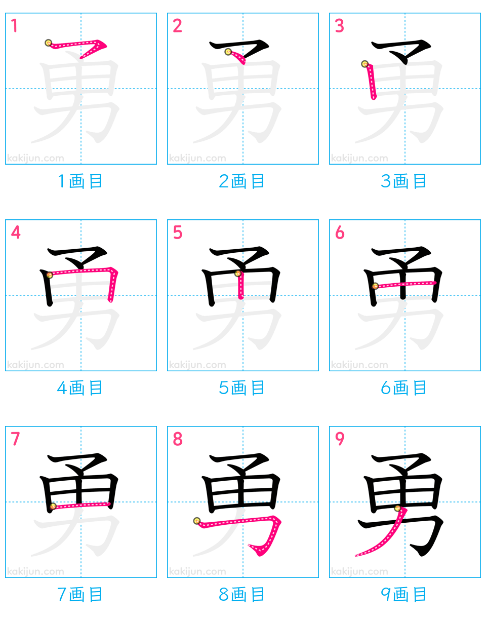 「勇」の書き順（画数）