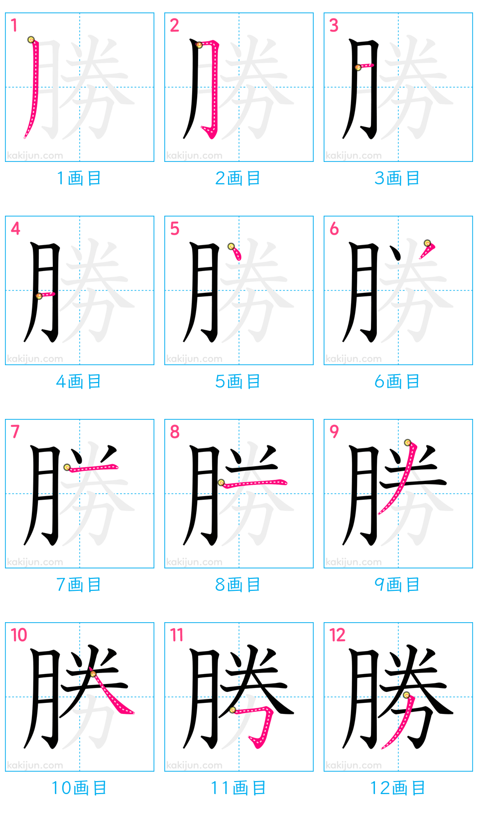 「勝」の書き順（画数）