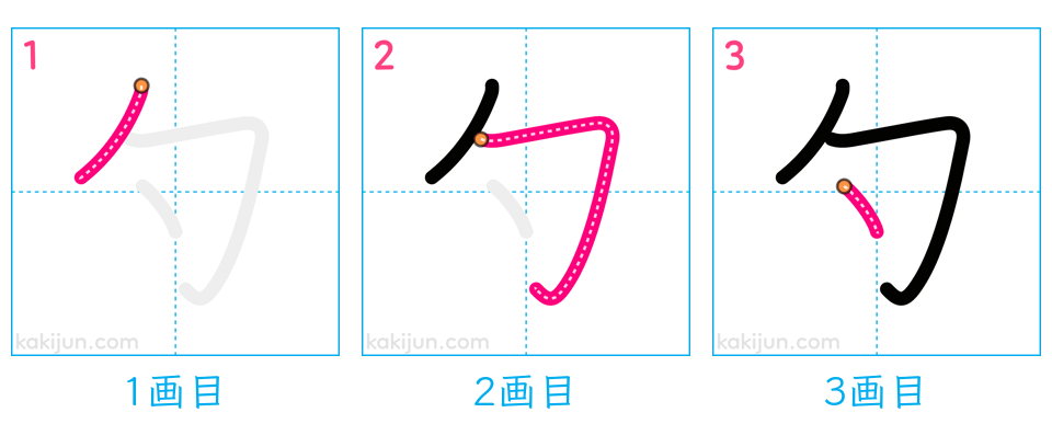 「勺」の書き順（画数）