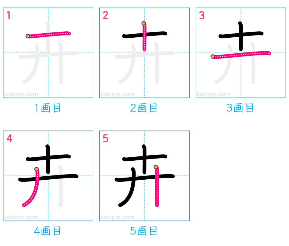 「卉」の書き順（画数）