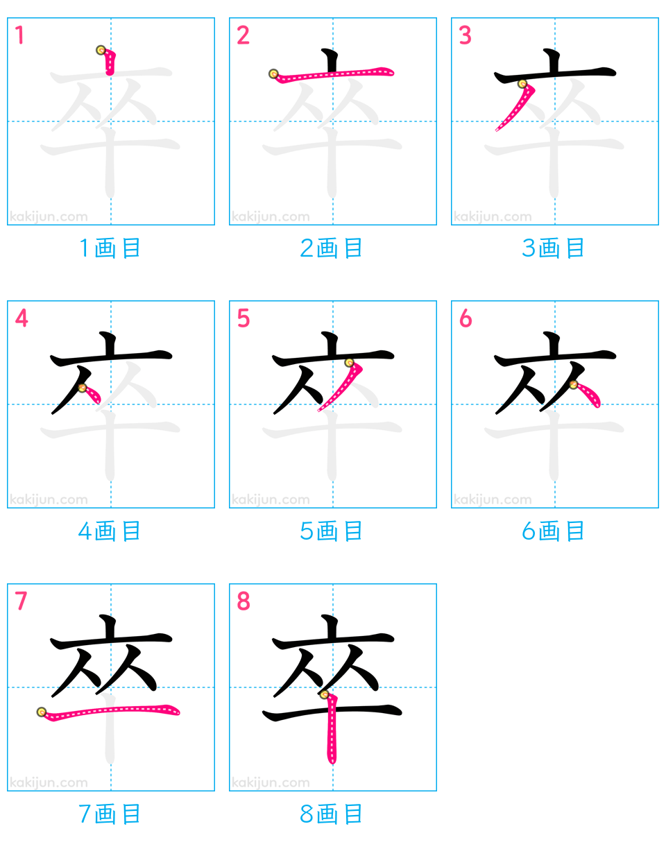 「卒」の書き順（画数）