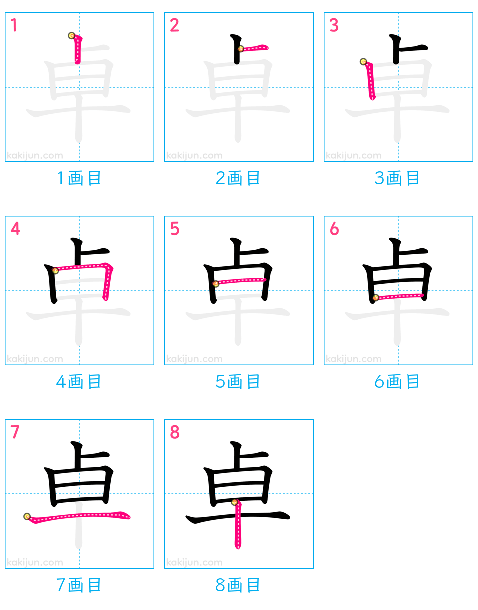 「卓」の書き順（画数）