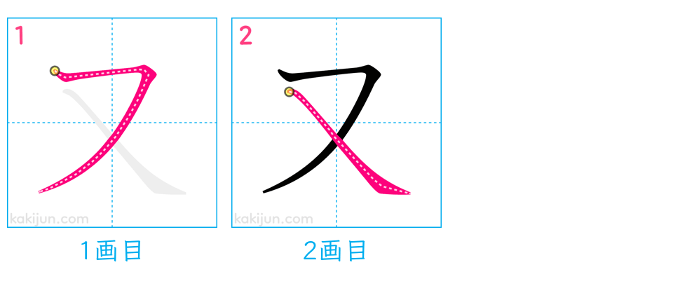 「又」の書き順（画数）