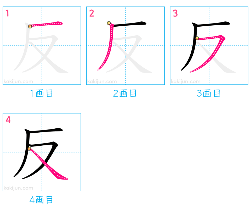 「反」の書き順（画数）