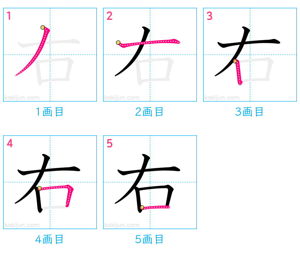 「右」の書き順（画数）