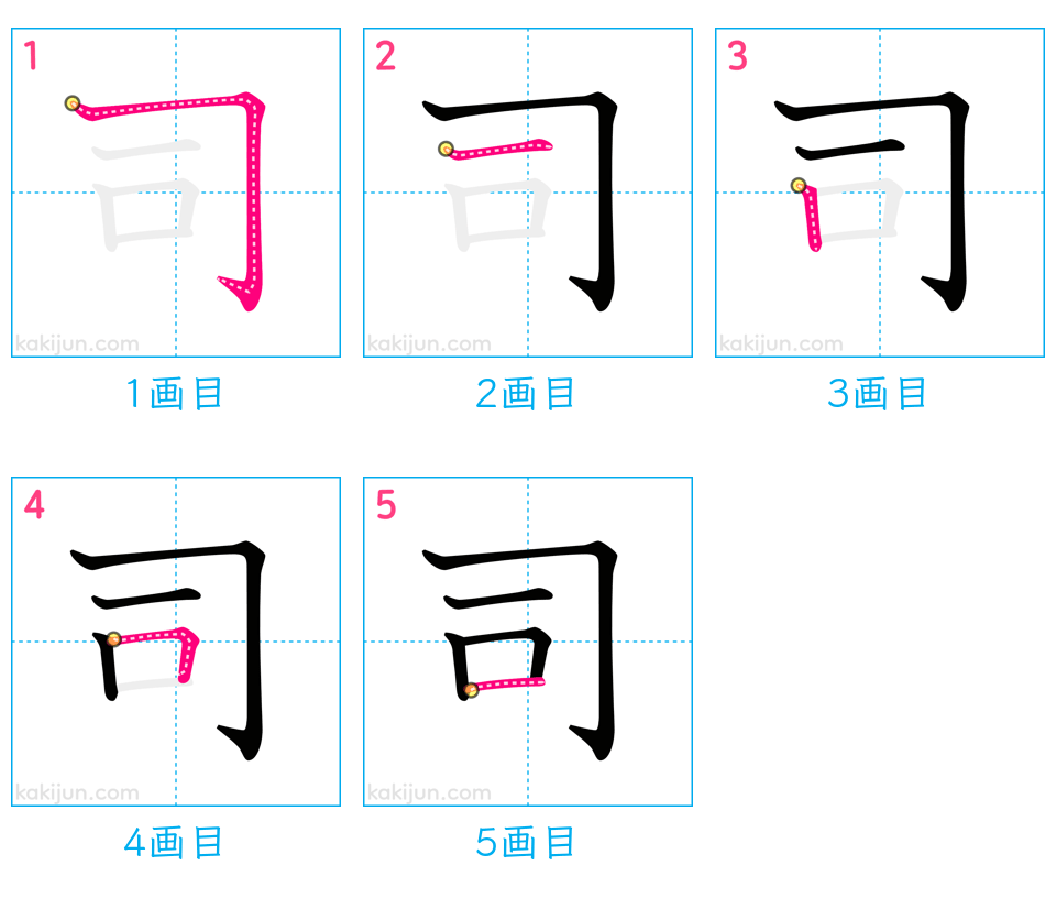 「司」の書き順（画数）