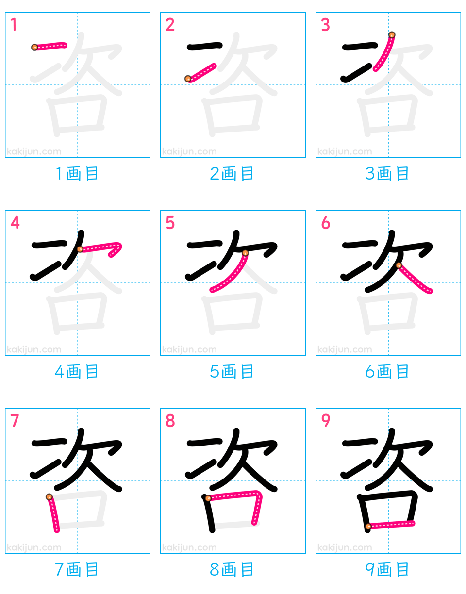 「咨」の書き順（画数）