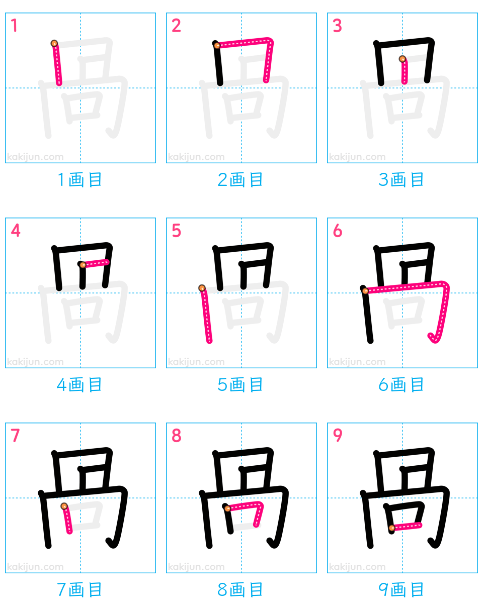 「咼」の書き順（画数）