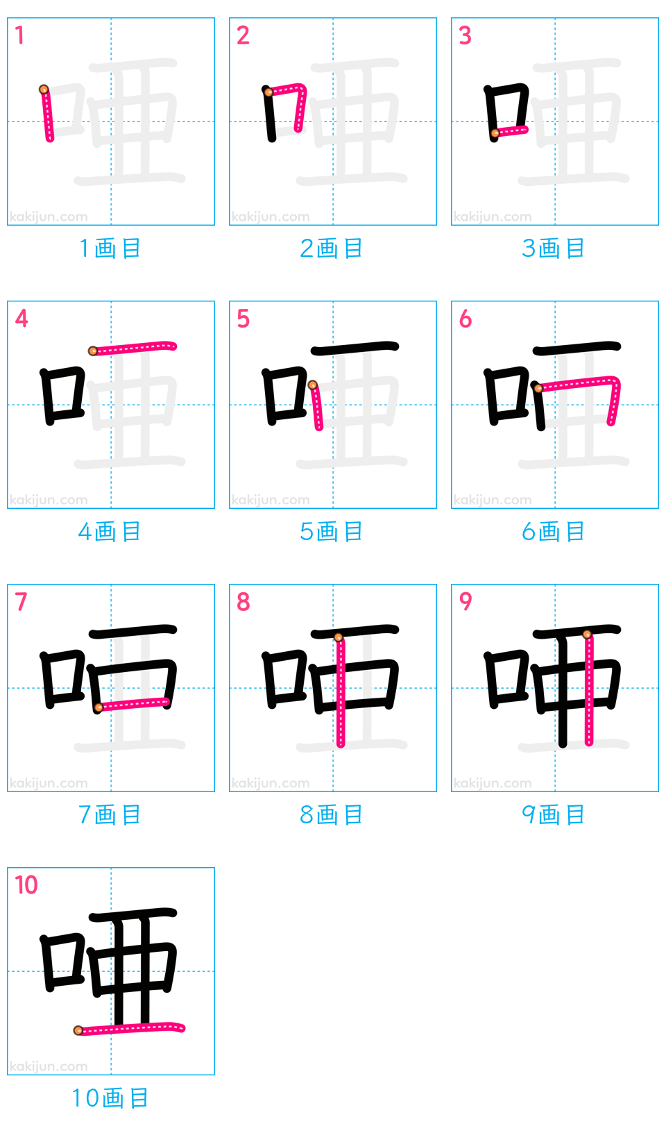 「唖」の書き順（画数）