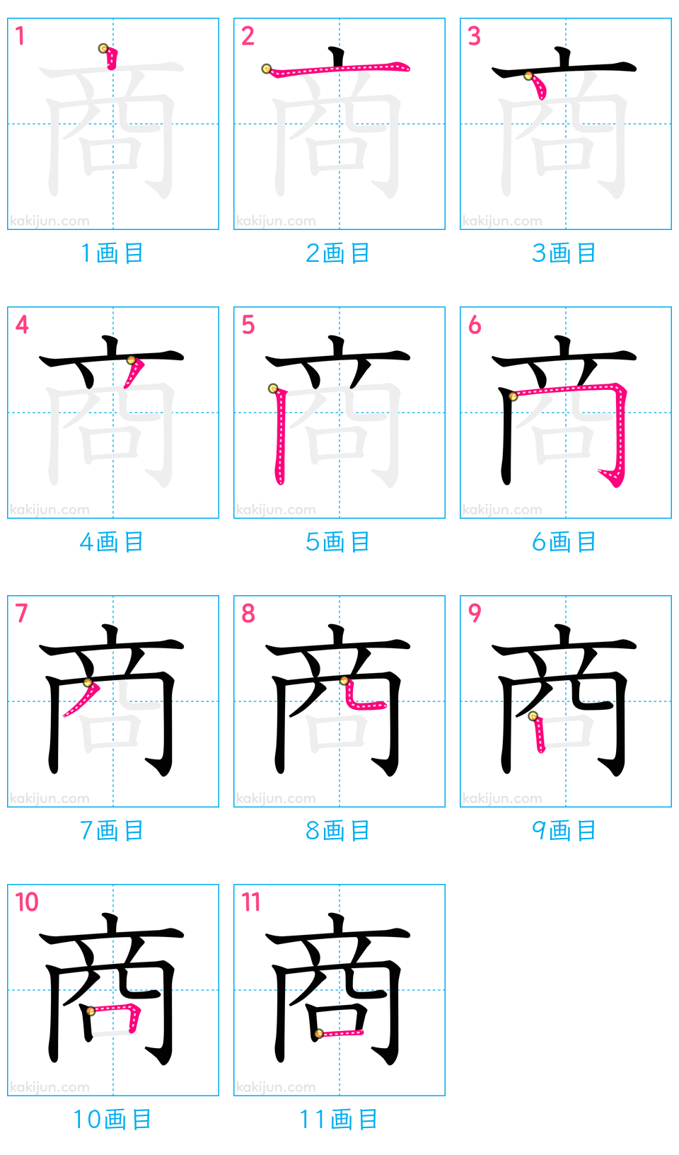 「商」の書き順（画数）