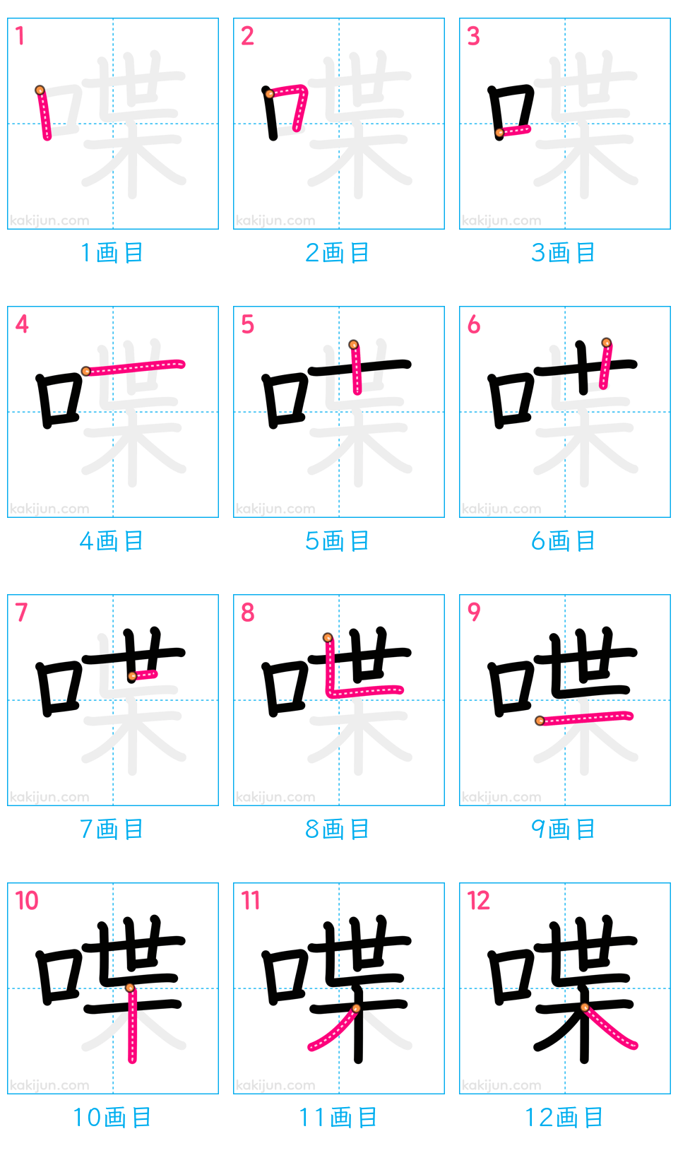 「喋」の書き順（画数）