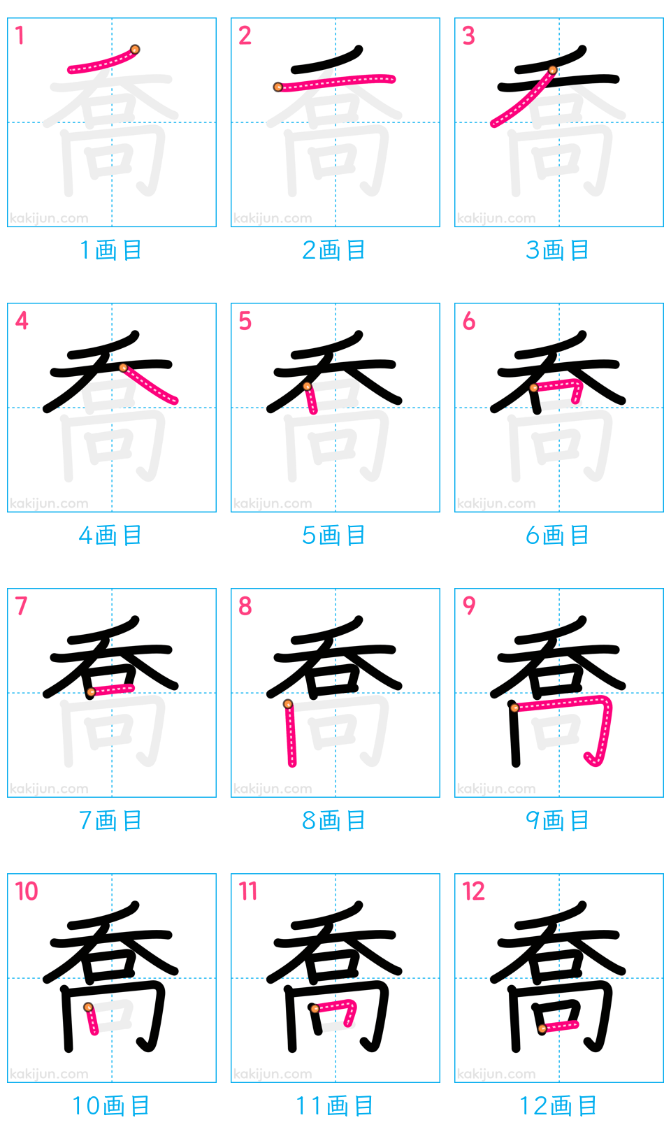 「喬」の書き順（画数）