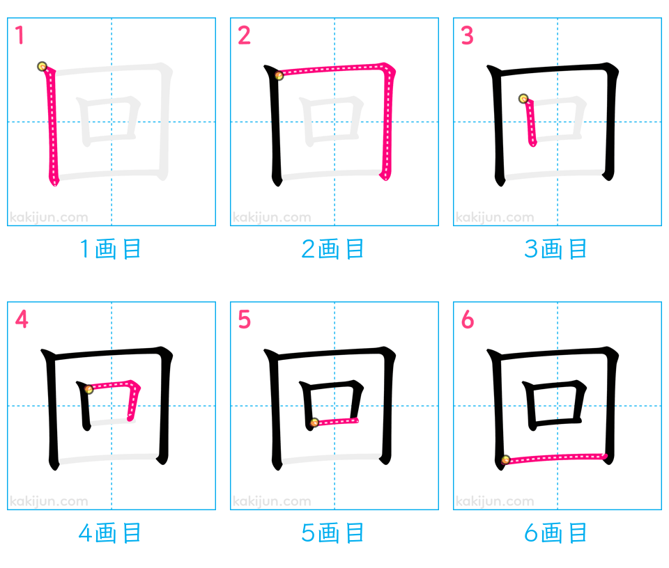 「回」の書き順（画数）