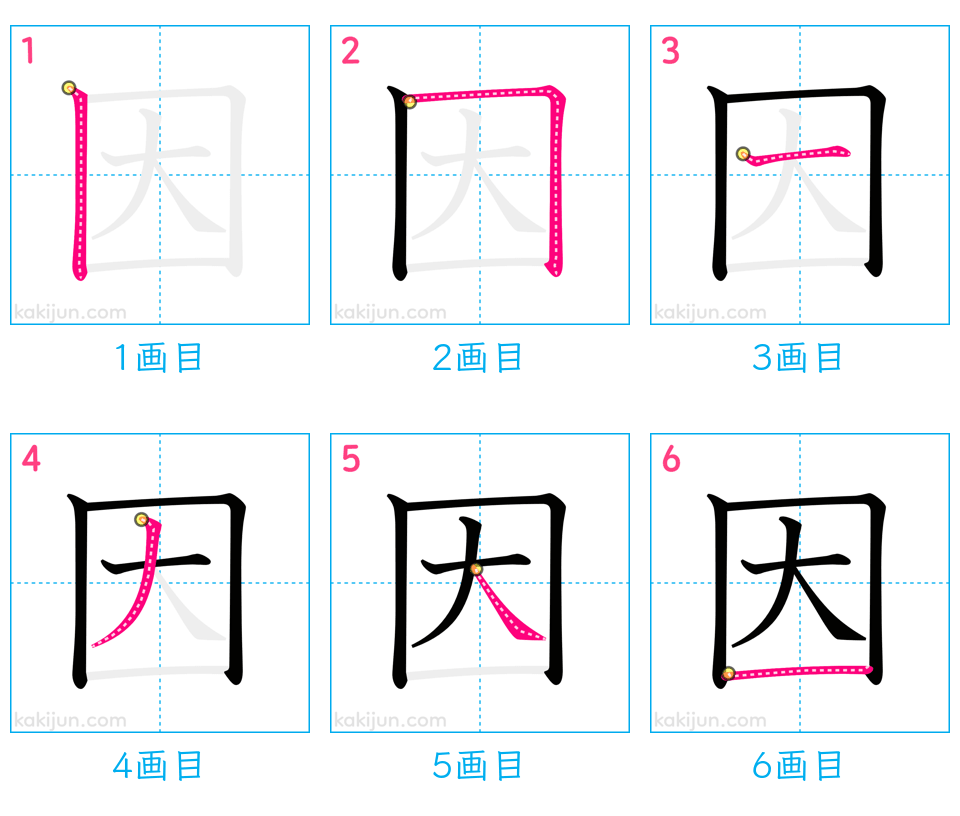 「因」の書き順（画数）