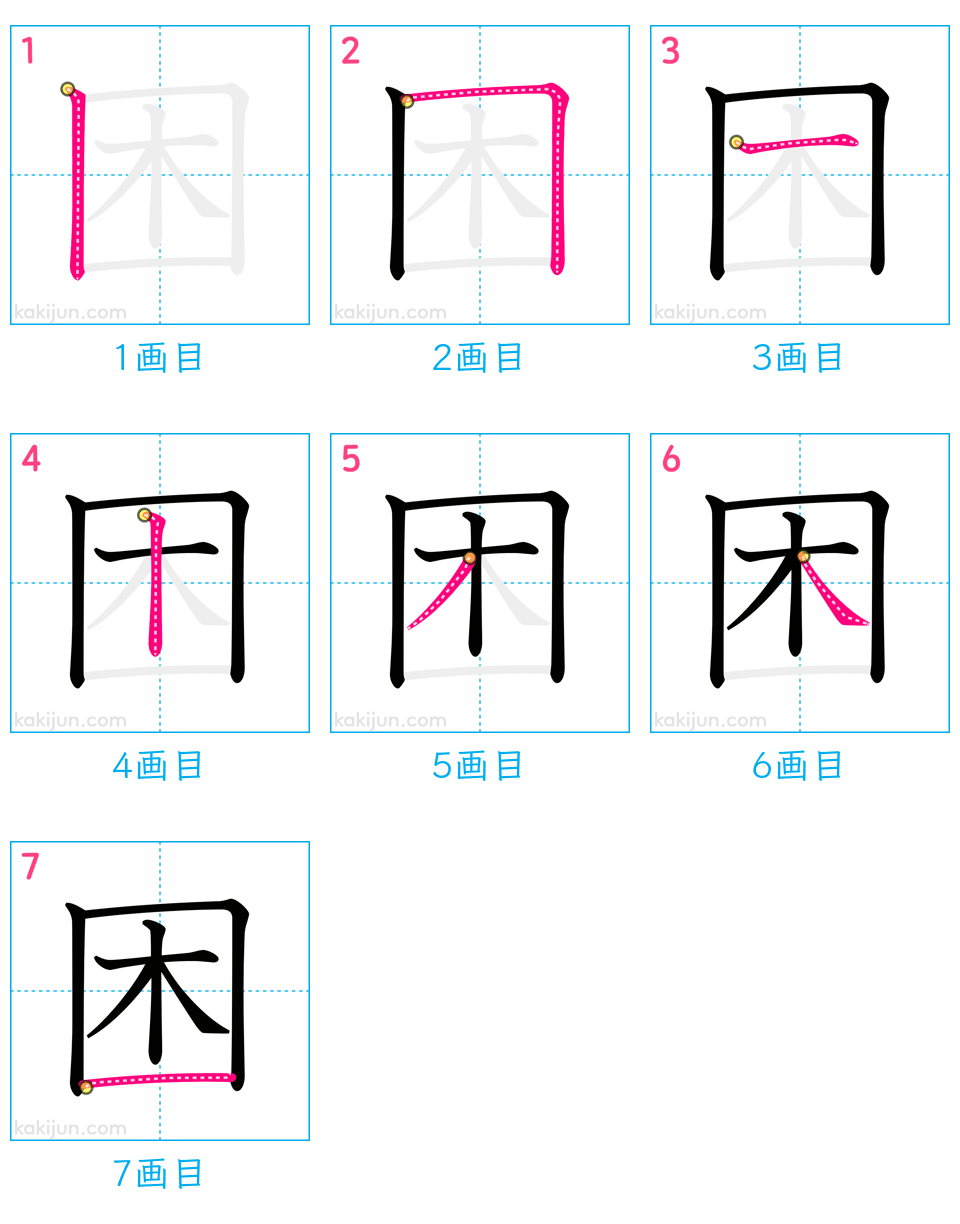 「困」の書き順（画数）