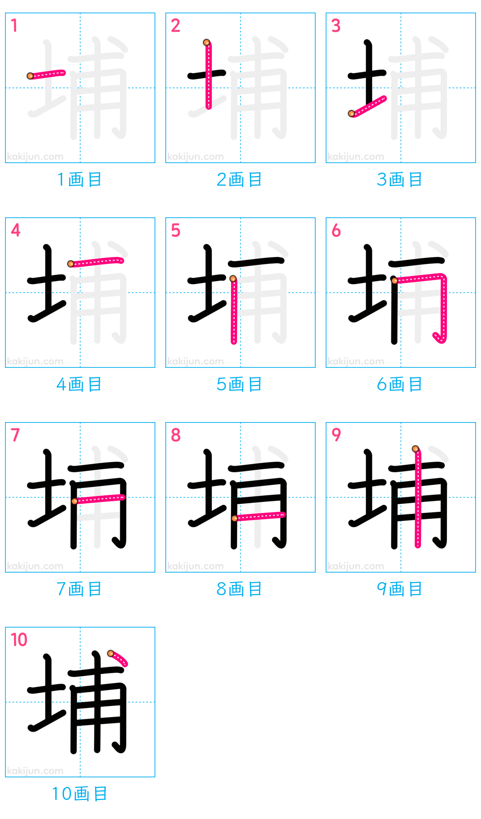 「埔」の書き順（画数）