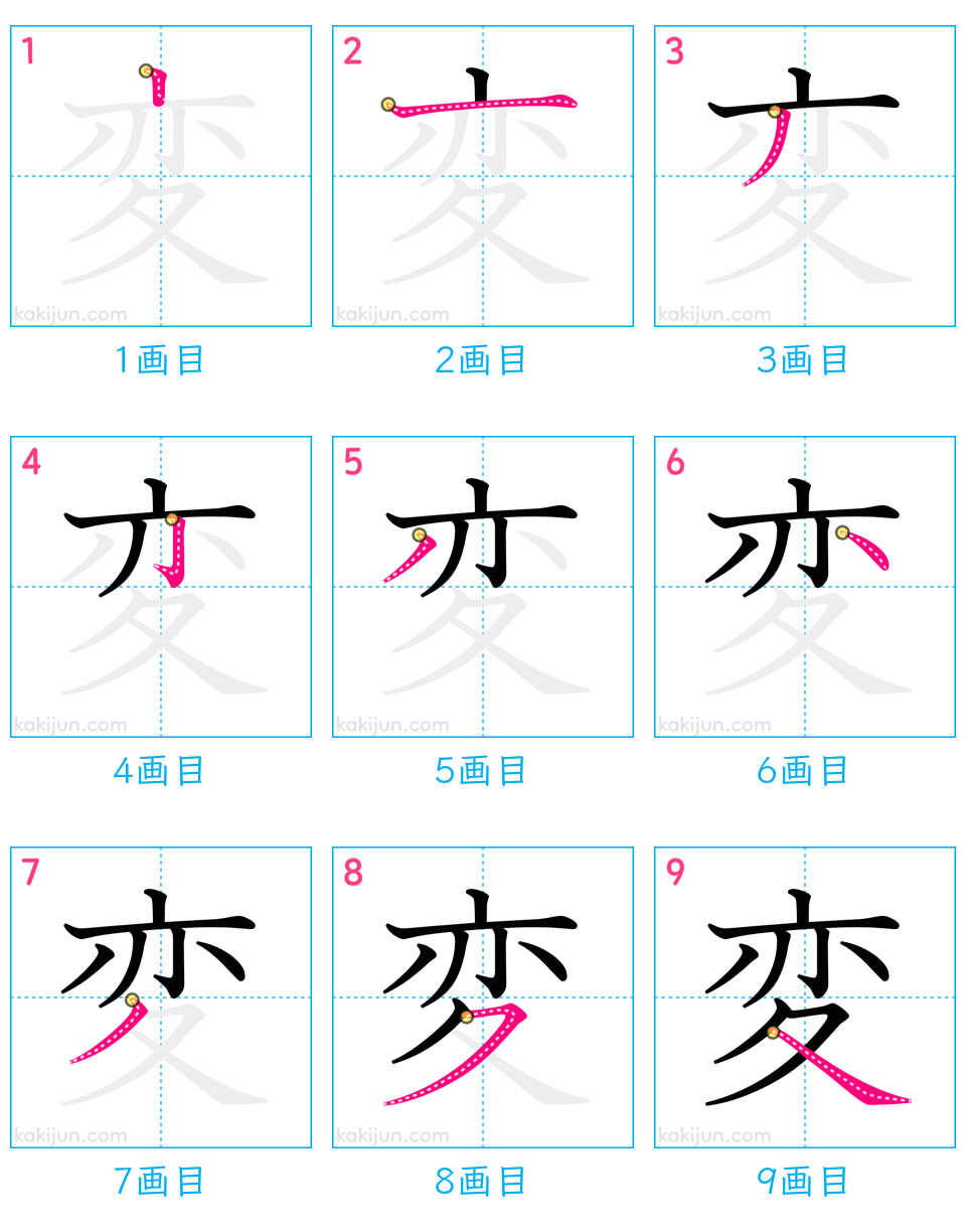 「変」の書き順（画数）