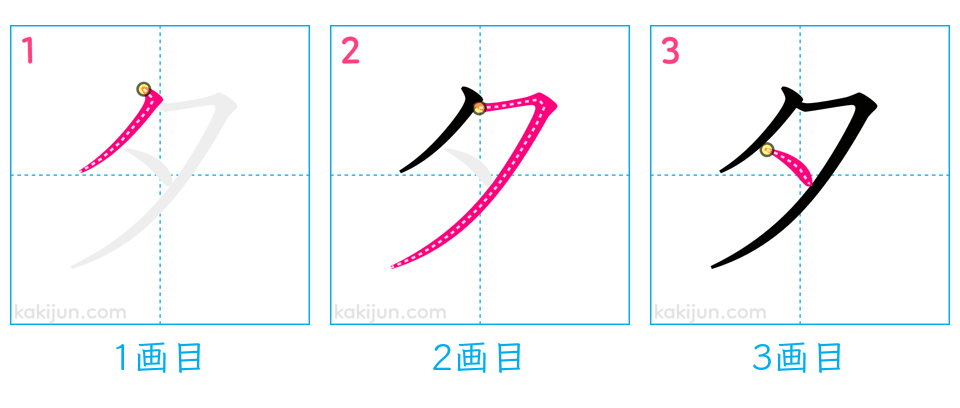 「夕」の書き順（画数）