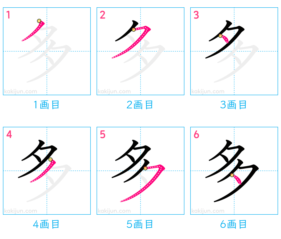 「多」の書き順（画数）