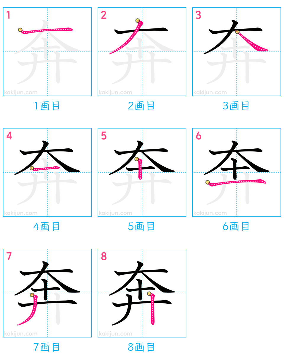 「奔」の書き順（画数）