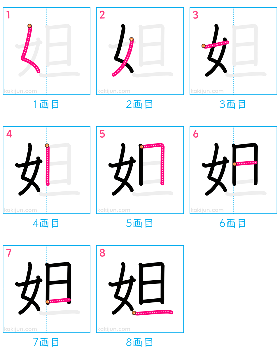 「妲」の書き順（画数）